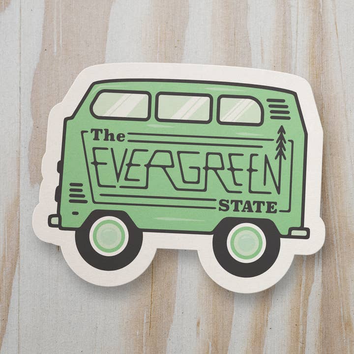 Evergreen State Van Sticker - PNW Sticker - Van Life for wholesale by Alki Supply Co.