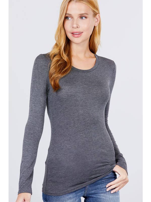 Active Basic | Active USA - Venta al por mayor Jersey corto de punto - Mujer - Top de manga larga con cuello redondo6