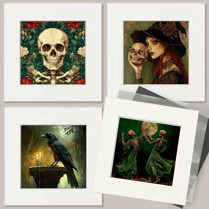 Mowbi - Wholesale Art Print - Goth Black Cat Still-Life Art Prints - Gothic 8"x10" Artwork for 12"x14" Frame