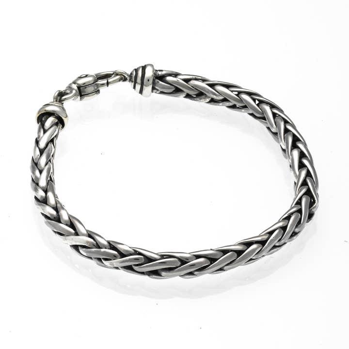 Mens Length Woven Chain Bracelet for wholesale by Zina Sterling Silver