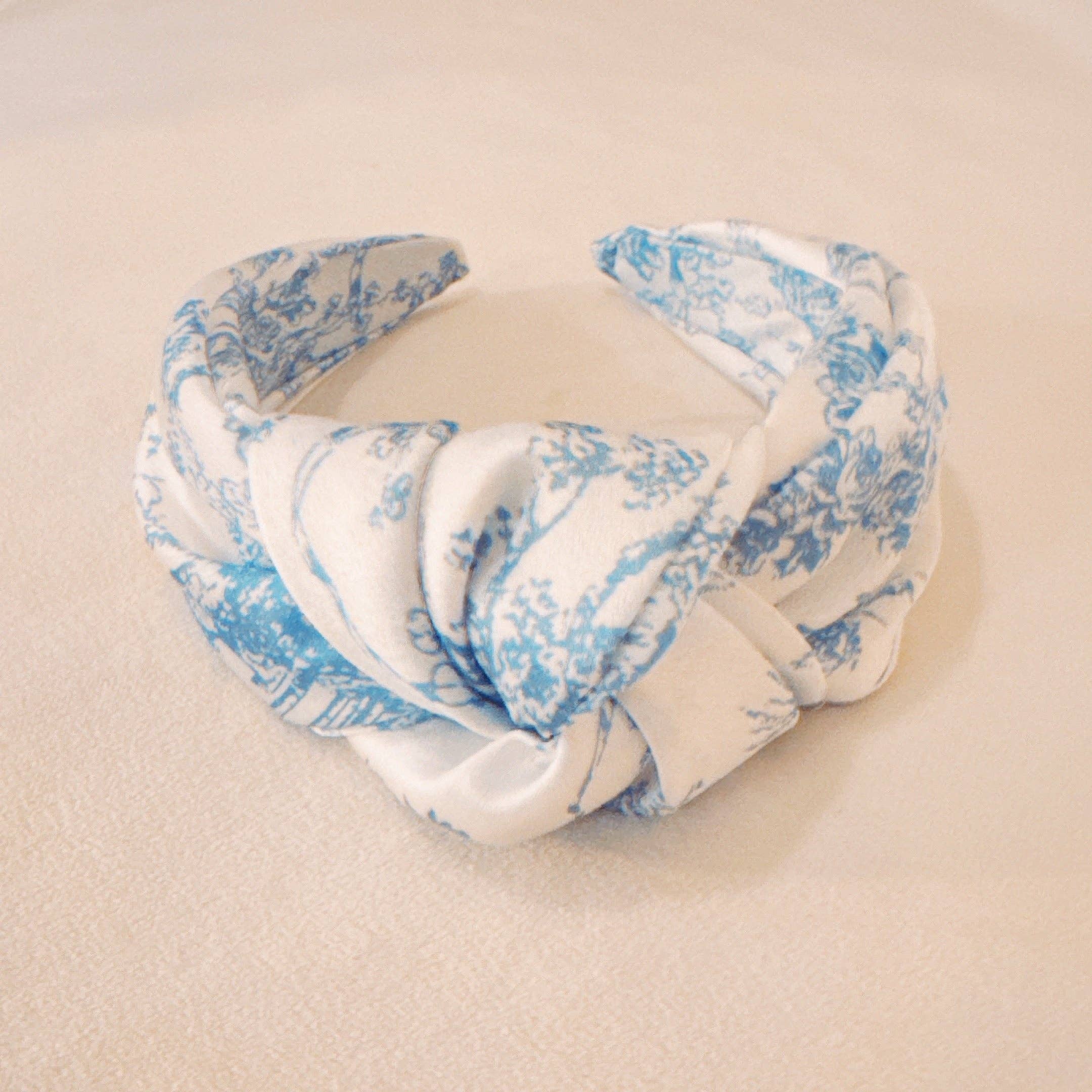 Ellison+Young - Wholesale Fashion Headband - Women's - Blue And White Toile Knotted Headband