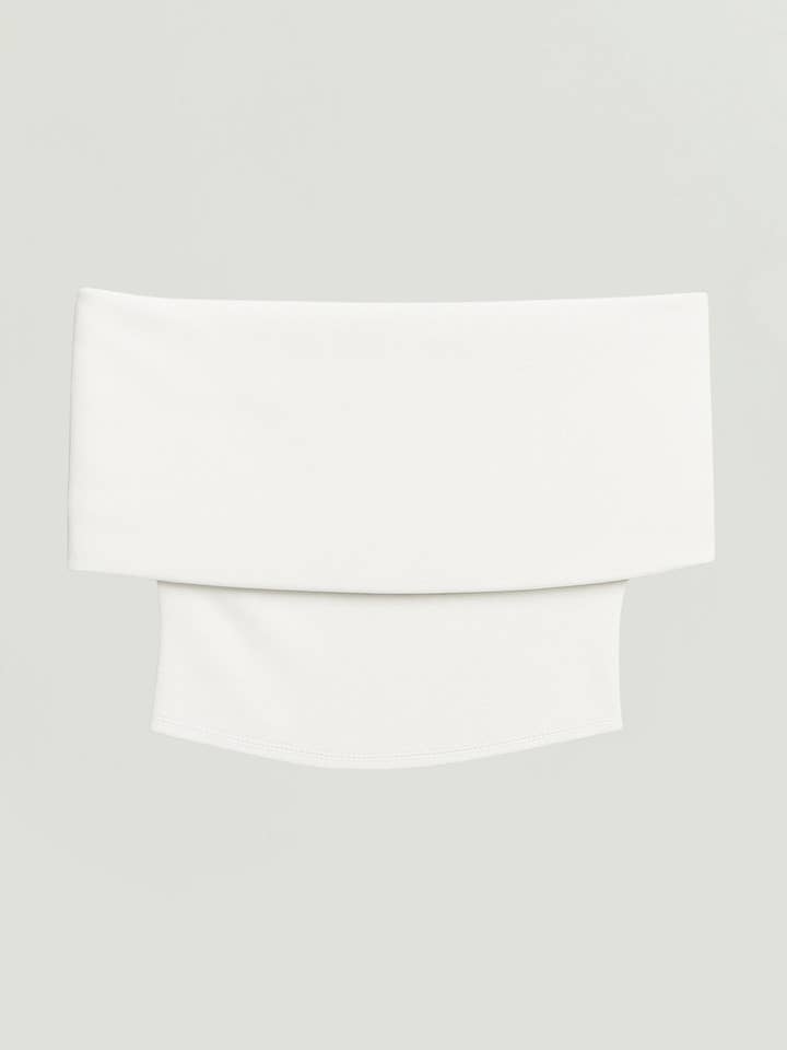 Reißverschluss-Bandeau-Top mit Umschlagkante für den Großhandel von NOCTURNE