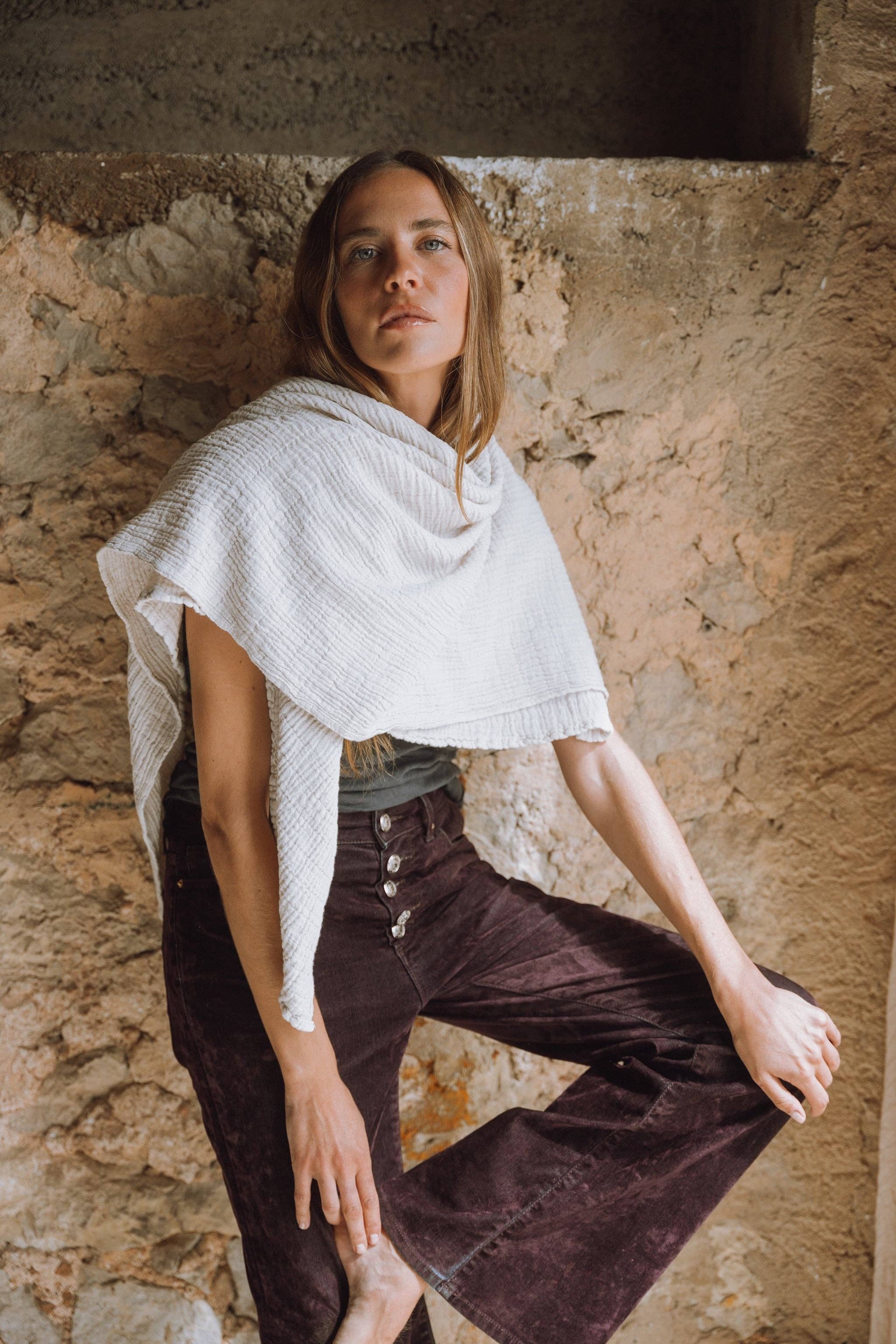 WAYDA – wholesale Halsduk - Dam – Weiches Weiß - bomullsmusselinsjal från WAYDA5