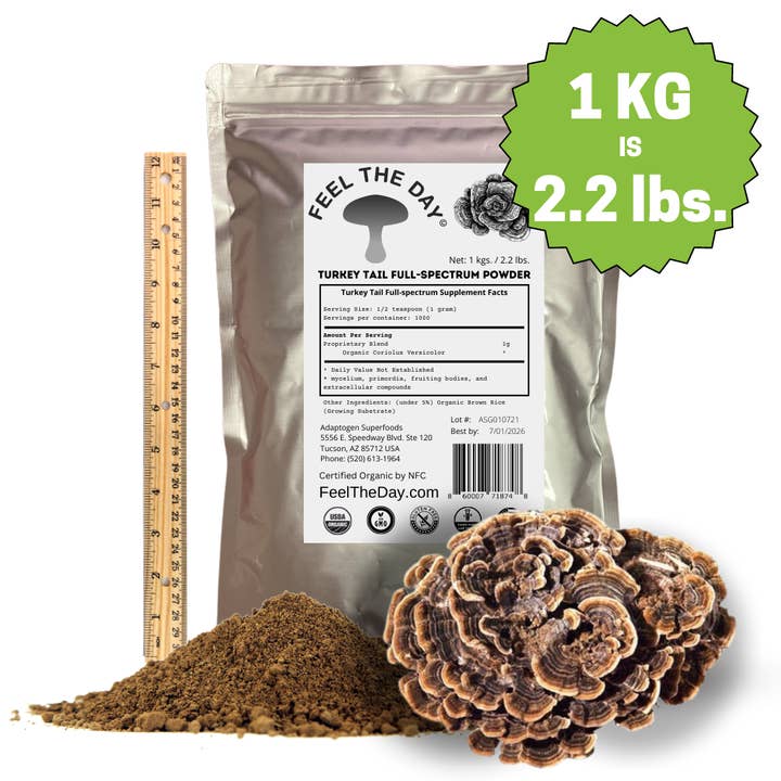 Turkey Tail mushroom powder supplement 1kg for wholesale by Feel The Day® Mushroom Supplements