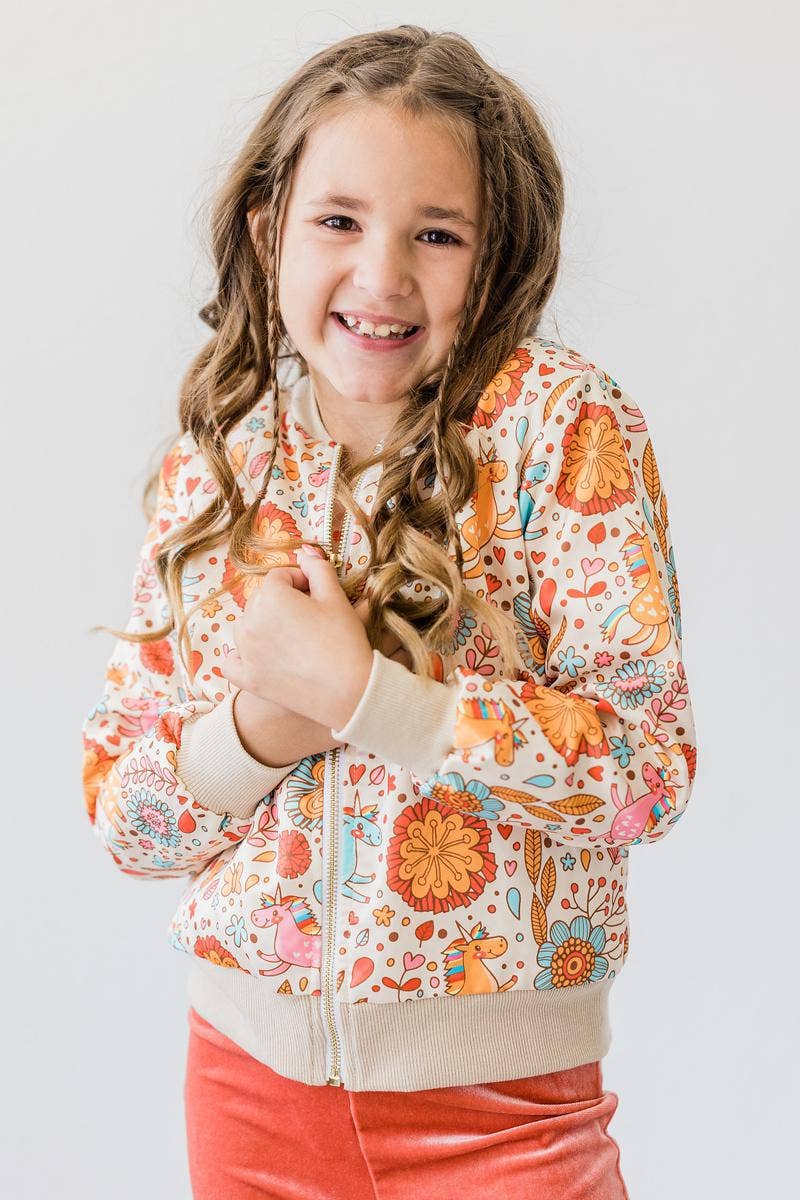 Mila & Rose - Wholesale Jacket - Kids - Retro Unicorns Satin Jacket3