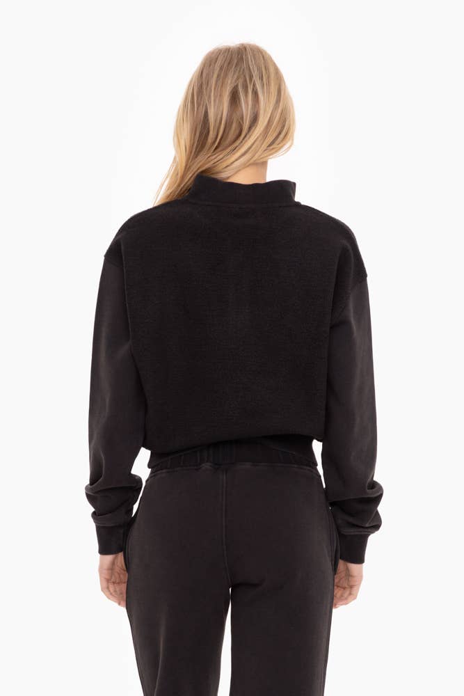 Mono B - Vente Sweat-shirt – femme - Pull à demi-fermeture éclair en polaire vintage6