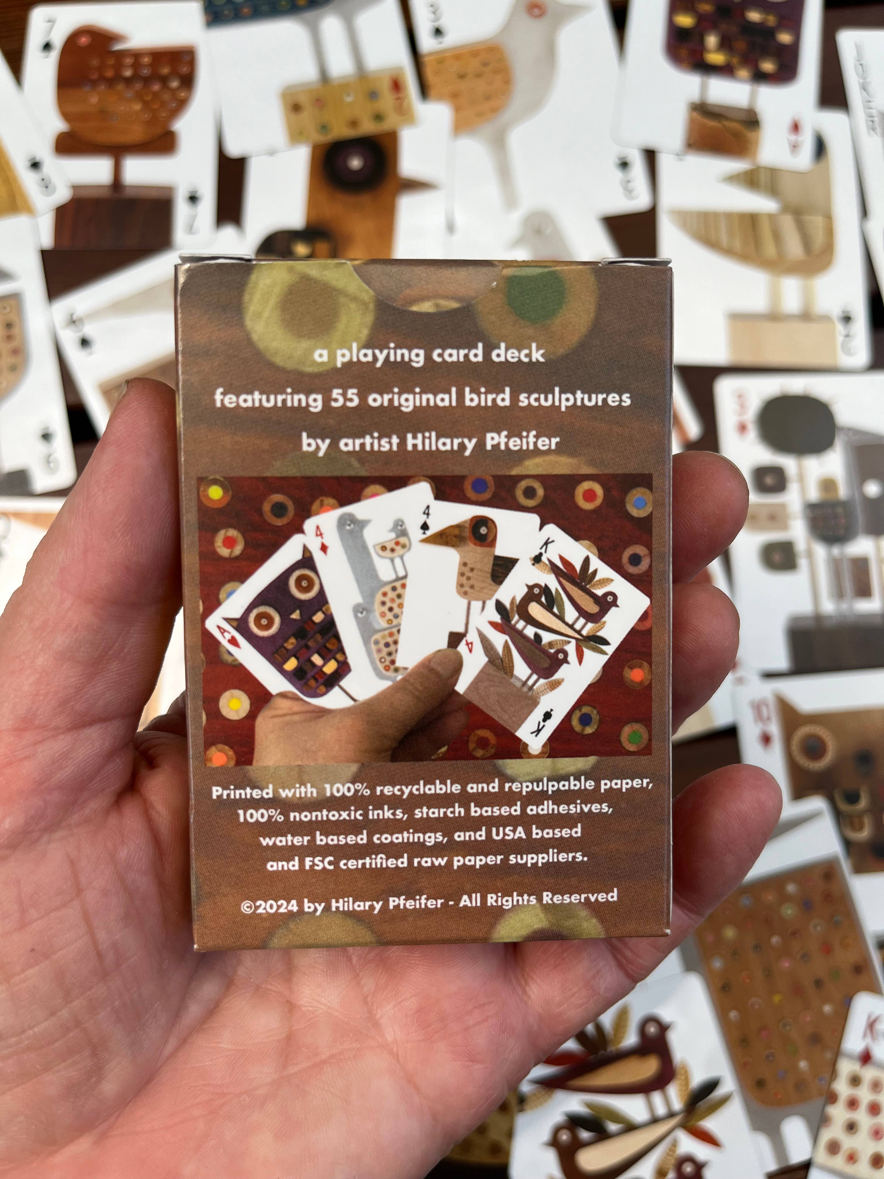 Bunny with a Toolbelt - Wholesale Playing Cards - Playing Card Deck with 54 reclaimed wood bird sculptures2