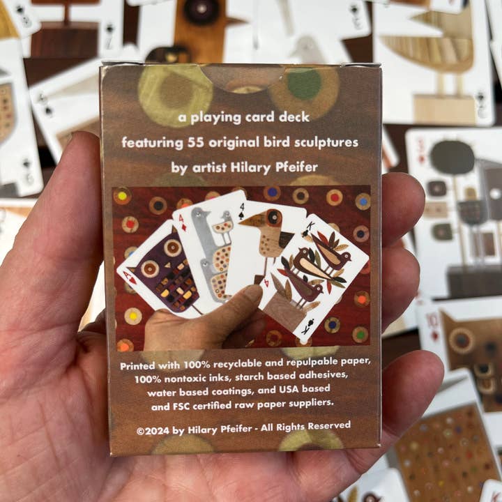 Bunny with a Toolbelt - Wholesale Playing Cards - Playing Card Deck with 54 reclaimed wood bird sculptures2