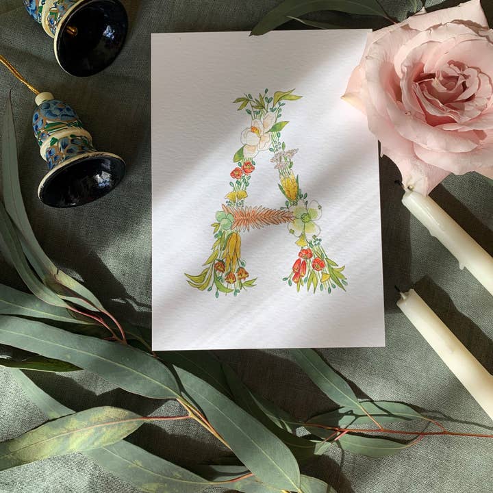 Hattie Darling - Wholesale Art Print - Floral Monogram Art Print 8"x10"26