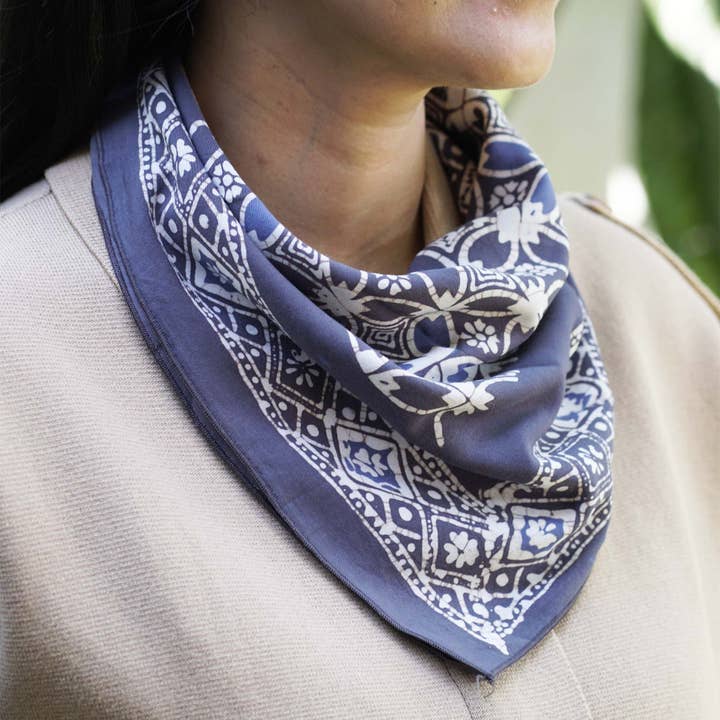 Kasih Co-op - Wholesale Bandana - Unisex - Batik Bandana - Soft Lightweight Cotton, Charcoal Gray, Men