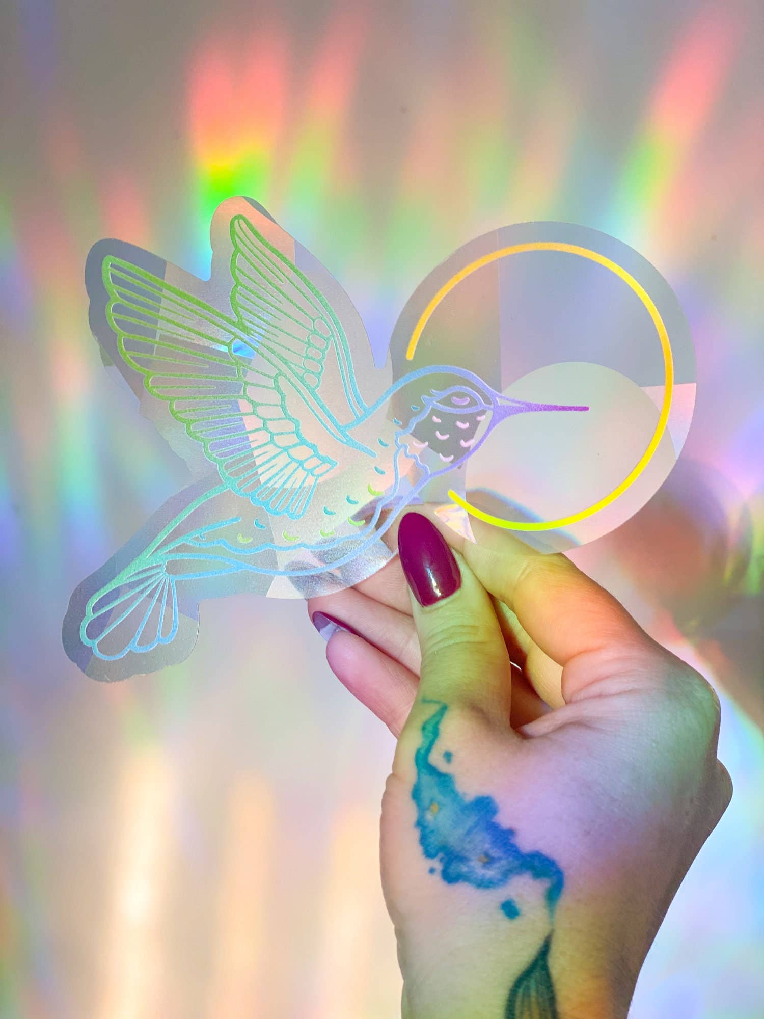 Chelzart - Wholesale Suncatcher - Hummingbird Rainbow Suncatcher | Colorful Window Decal 1