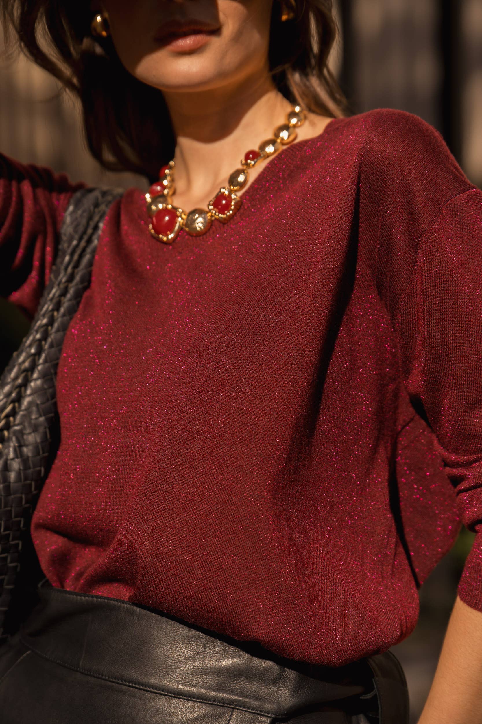 jw.atelier - Vente Pull en maille – femme - Pull lurex cachemire col V oversize19