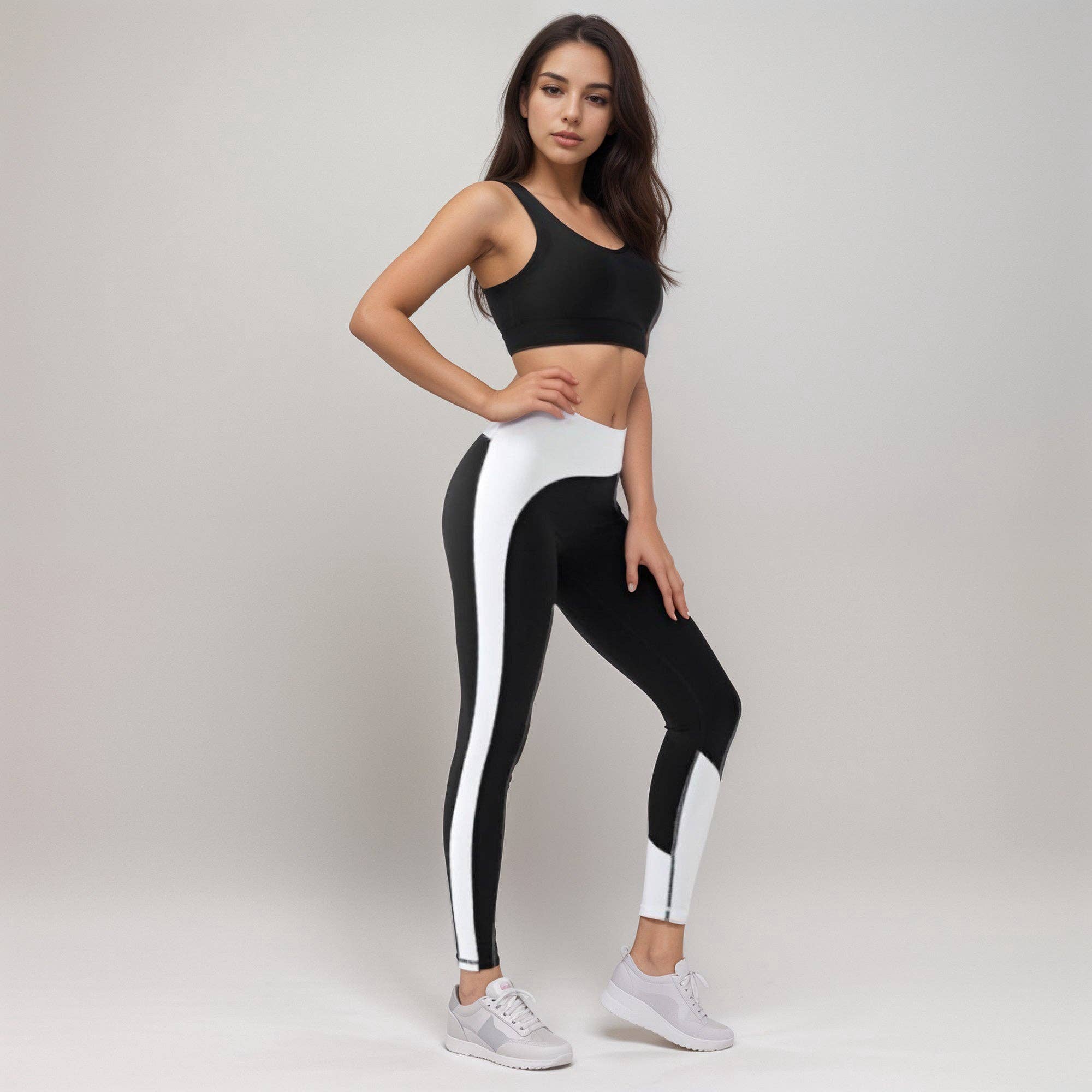 Active by Anna-Kaci – Leggings de desporto/casuais - Mulher por atacado – Leggings de Cintura Alta para Mulher com Painel de Contraste e Bloco de Cor3
