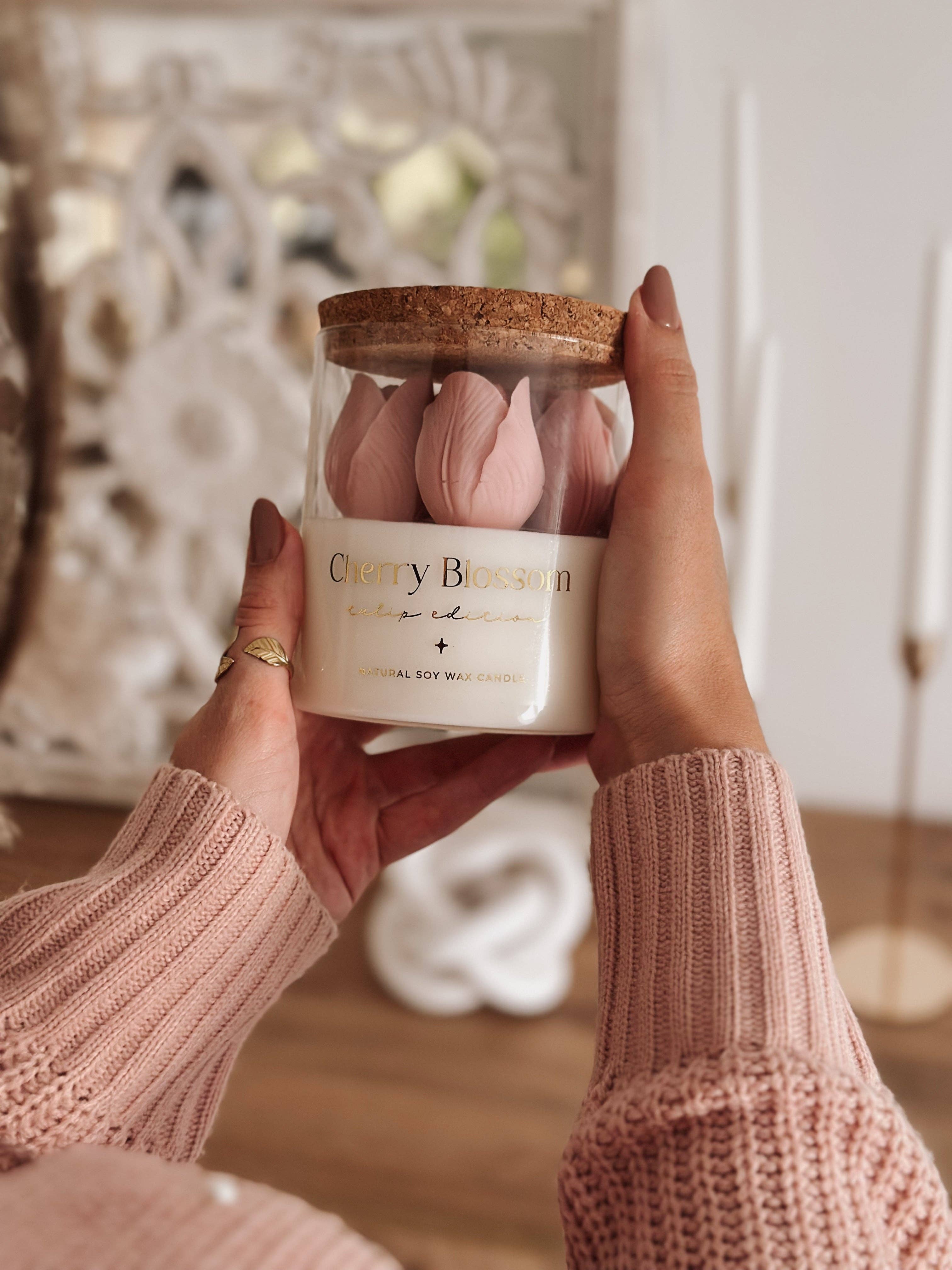 Tsuki Box - Wholesale Novelty Candle - Botanical Candle | Pink Tulips | Cherry Blossom 400g6