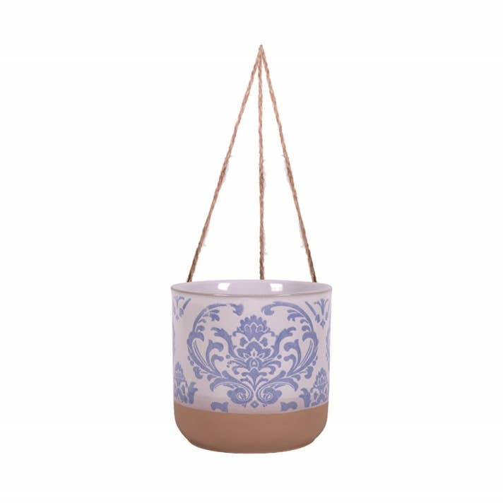 5.25" Blue Hanging Chantel Flower Pot for wholesale by Blue Sky Clayworks