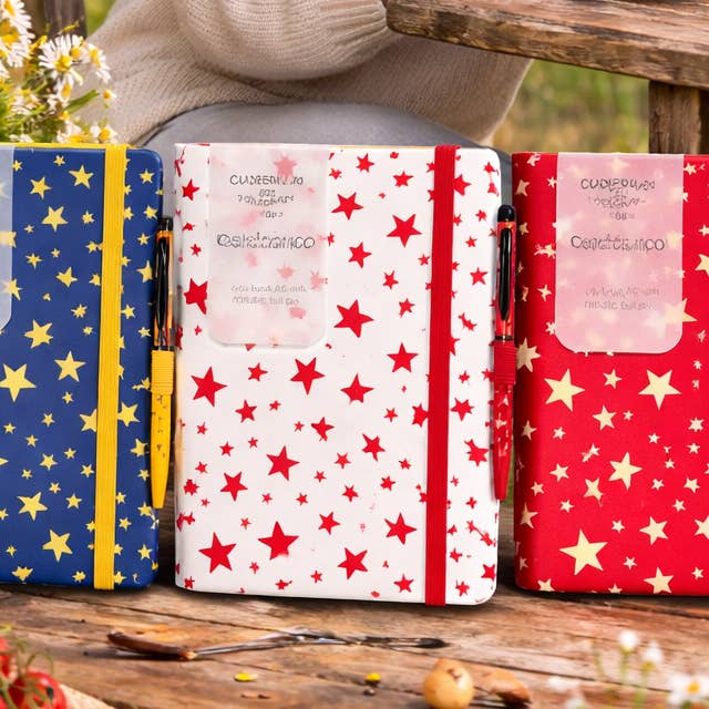 A6 notebook star design with matching pen for wholesale by MANIFOL