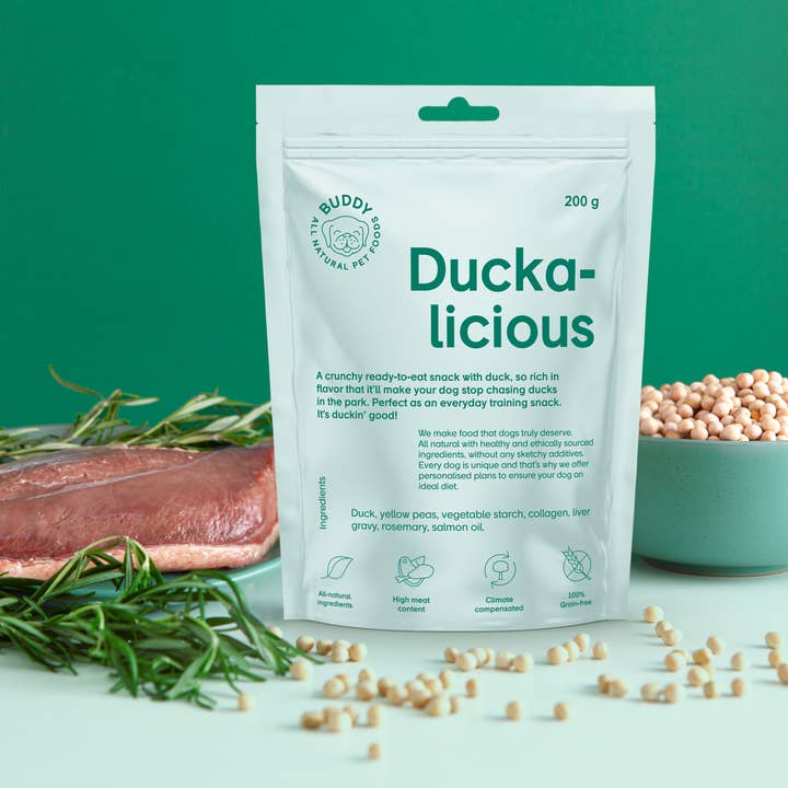 Duckalious 200g pour la vente par Buddy Pet Foods