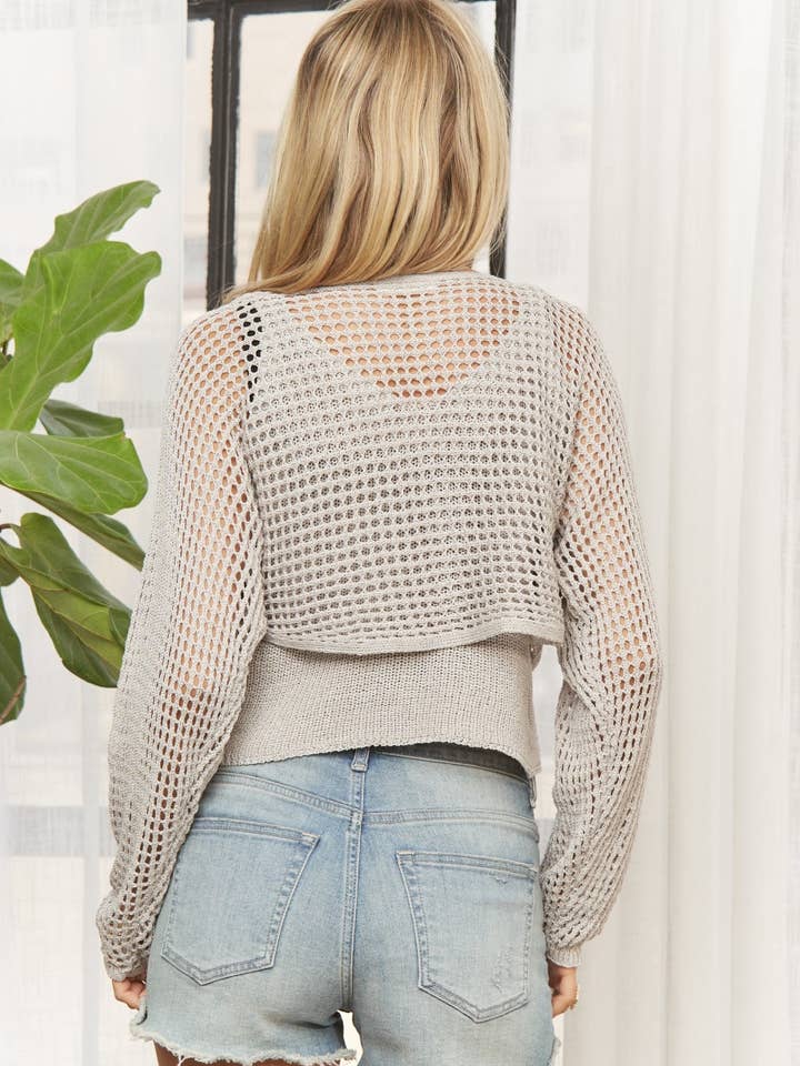 ADORA LA - Wholesale Knit Sweater - Women's - CET4093-CROCHET BUTTON DOWN KNIT SWEATER TOP13