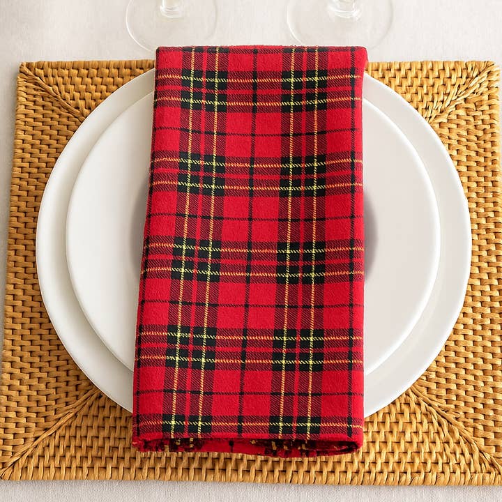 Serviette de table tartan écossais rouge 20" pour la vente par Fennco Styles
