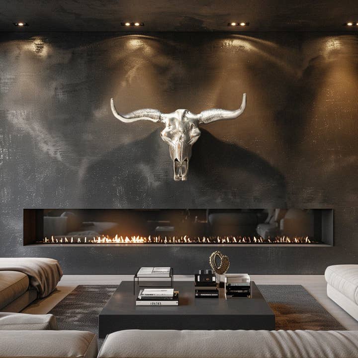 India Handicrafts Inc - Wholesale Decorative Tabletop Object - Textured Deco Bull Head (Wall Mount), S1