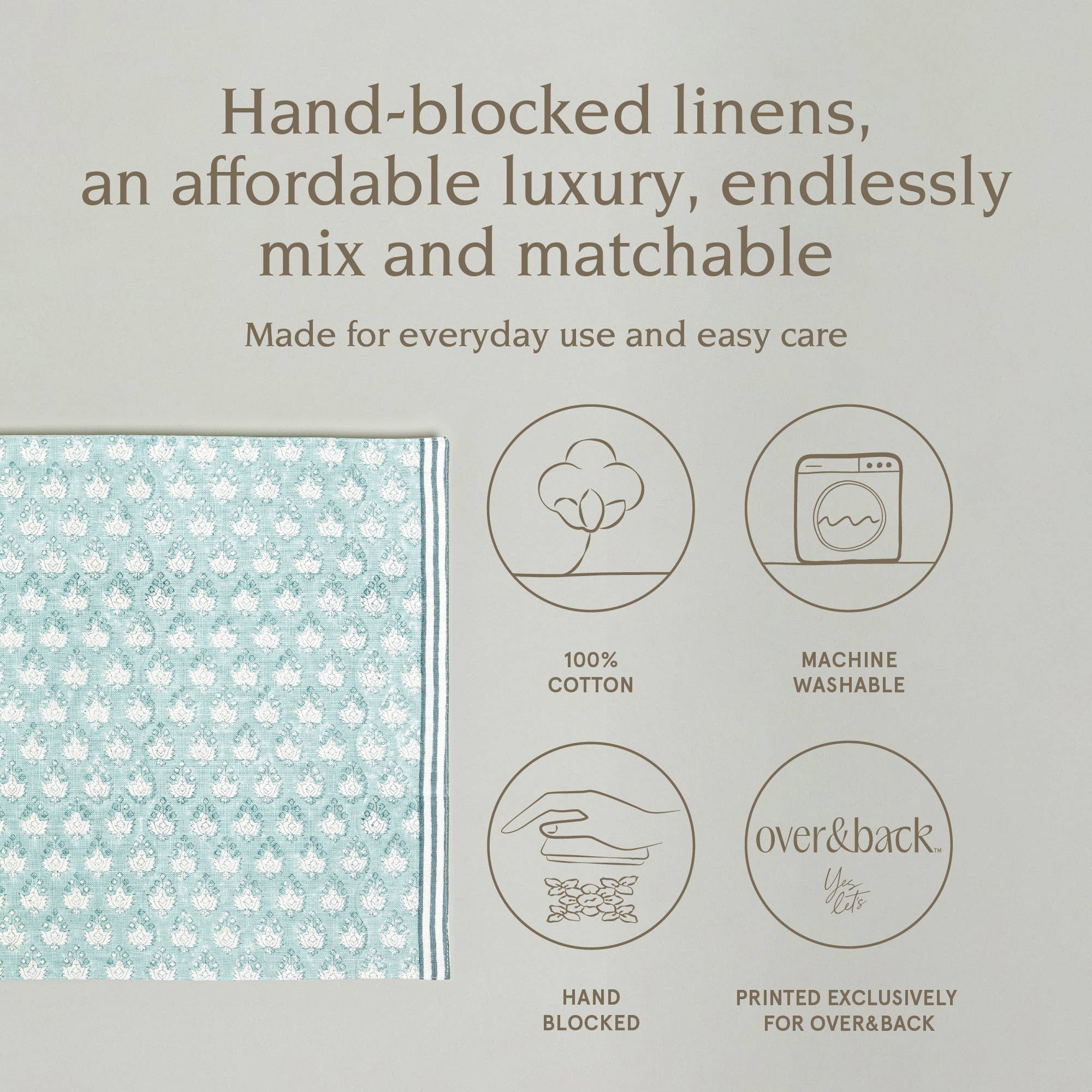 over&back - Wholesale Placemat - Artisan Hand-Blocked Placemats – 100% Cotton – Set of 41