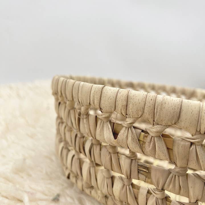 HandHappiness – Engroshandel Kurv – Rund kurv flettet af palmeblade / flet frugtkurv.3