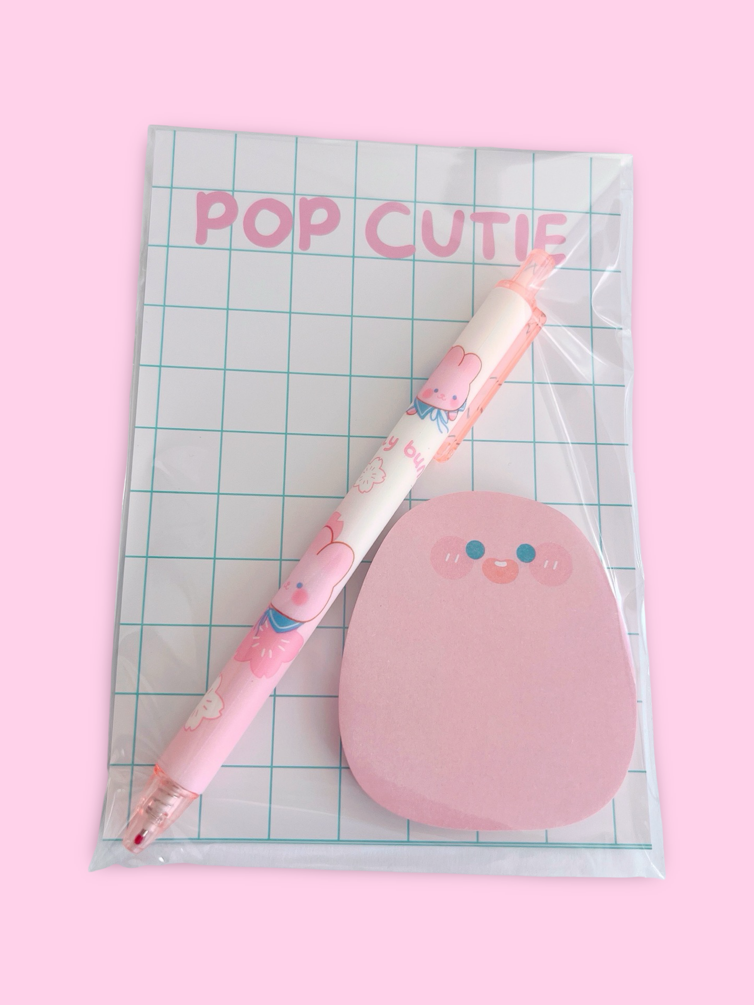 Pop Cutie Accessories & Gifts - Wholesale Stationery/Notecard Set - Small Pink Dot Stationery Set - Memo Pen - Stocking Stuffers4
