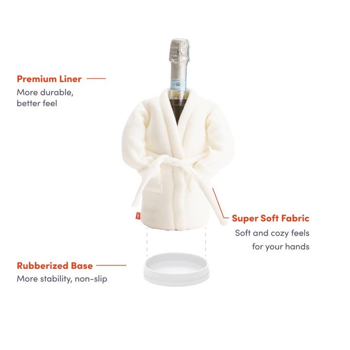 Puffin Drinkwear - Wholesale Wine Bucket - Insulated Wine Bottle Holder - The Resort - White Bathrobe1