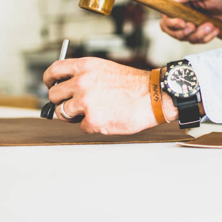 Personalized Leather Bracelet for Guys or Girls for wholesale by Iron and Grain Leather Co.