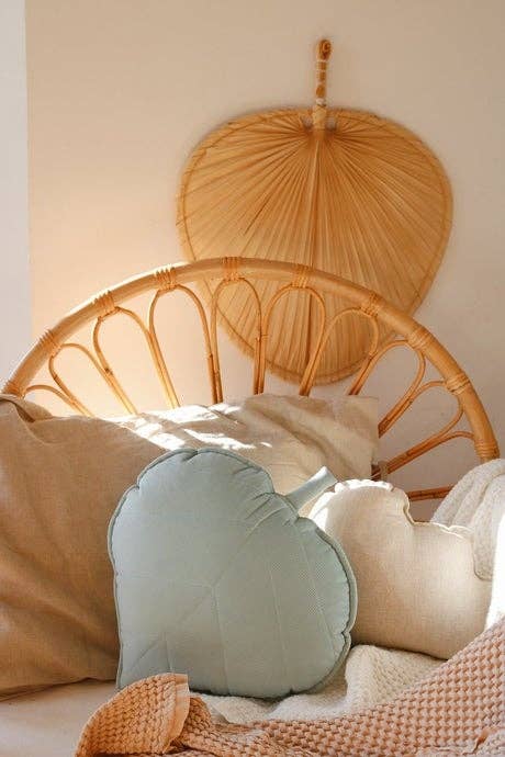 Moi Mili - Wholesale Throw/Decorative Pillow - “Powder Mint” Velvet Leaf Pillow1