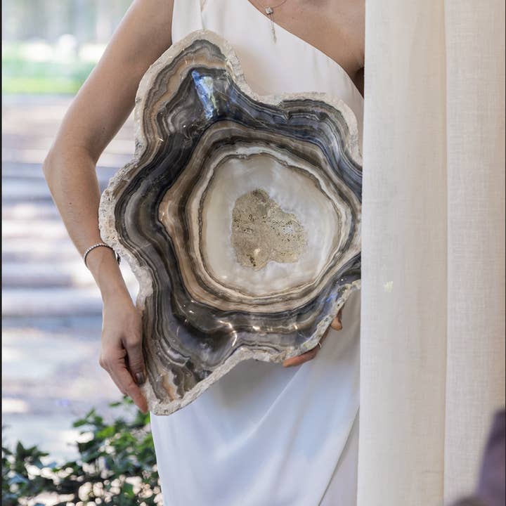 Onyx Bowl in Dark Gray and Cream for wholesale by Agave