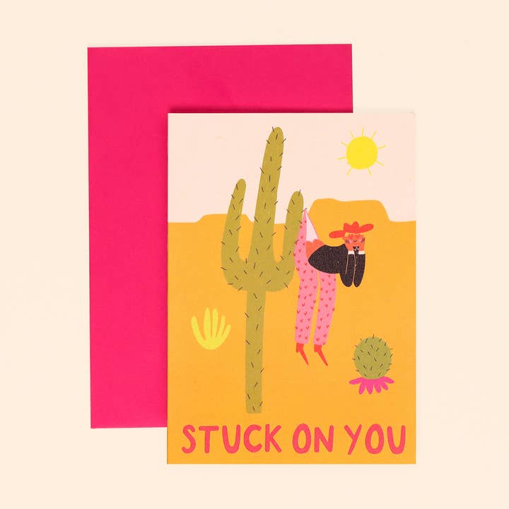 Little Black Cat Illustrated Goods - Wholesale Valentine's Day Card - Stuck On You Love Card | Cowboy Valentine's Card | Western0