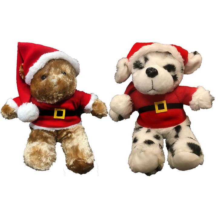 Texas Toy Distribution - Wholesale Stuffed/plush toy – Kids & baby - Christmas 11.5" Santa Bear and Doggie Plush Stuffed Animals2