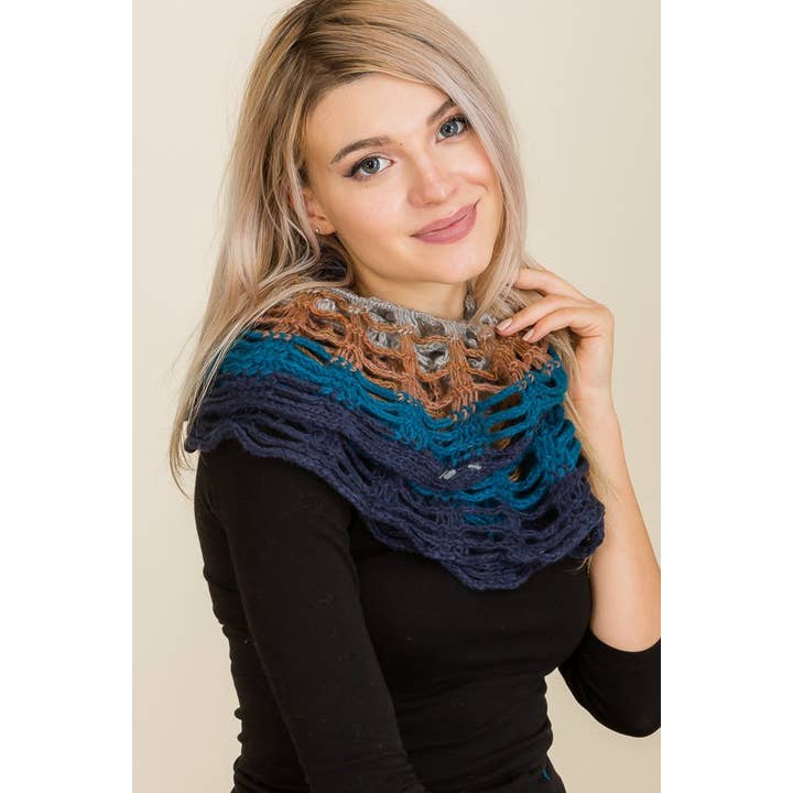 Cap Zone - Wholesale Scarf - Women's - Multi Color Web Stitched Infinity Scarves