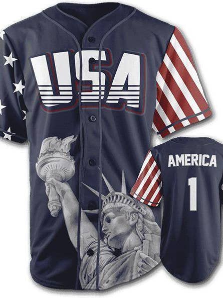 Camiseta de béisbol Azul América #1 para venta al por mayor de Greater Half