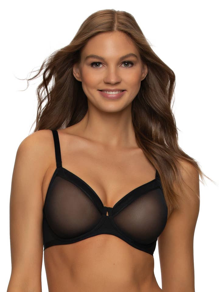 Ethereal Sheer Mesh Unlined Underwire Bra - Black for wholesale by Felina