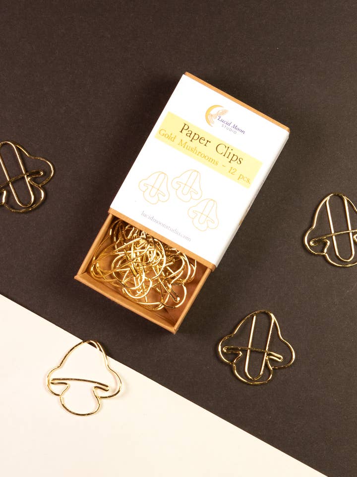 Guldsvampe Indpakkede Papirclips - Sæt med 12 for engroshandel hos Lucid Moon Studio, LLC