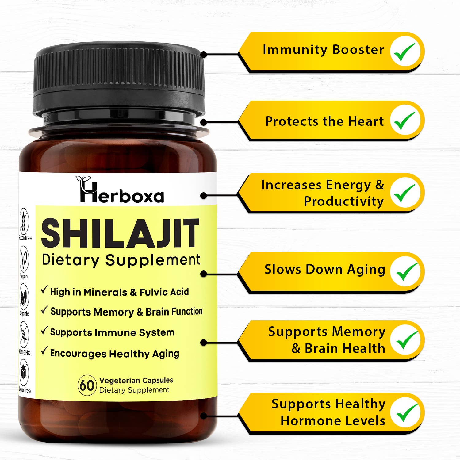 Likasso - Vente Supplément oral/vitamine - Capsules de soutien immunitaire et de stimulation du cerveau Herboxa Shilajit1