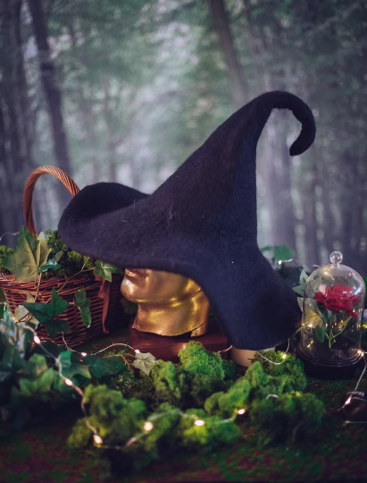 Costurero Real - Wholesale Costume - Unisex - Halloween Witch hat wizard magic wizard Black Felt pointed2