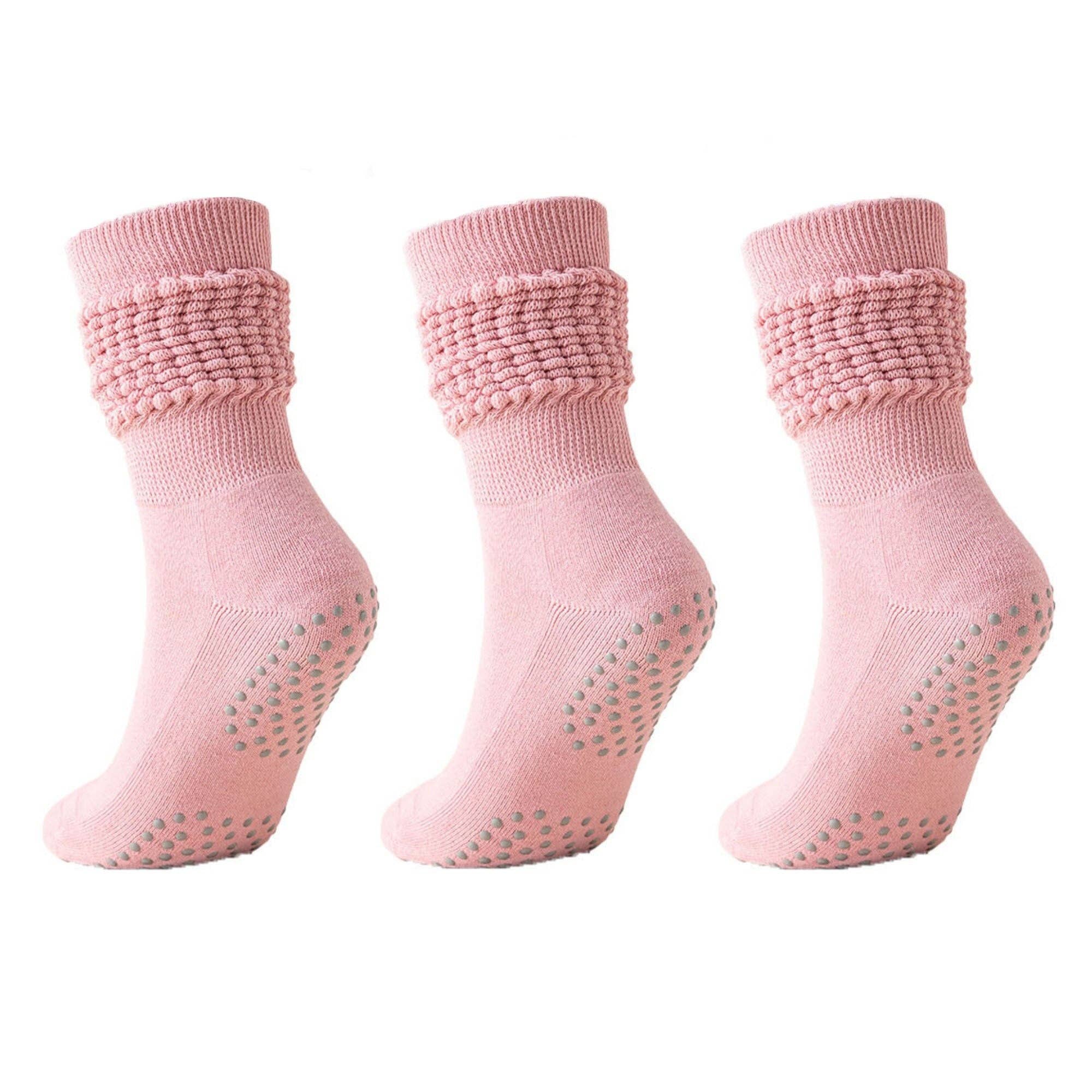 AK Brand - Wholesale Socks - Women's - 3-Pack Scrunch Grip Socks with Non-Slip Sole Soft Stretch Kn7