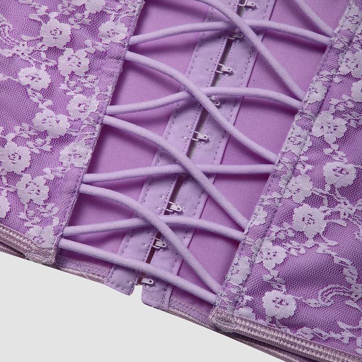 HIDDENBRAND - Wholesale Corset - Women's - Lace-Up Back Pink Lacy Corset27