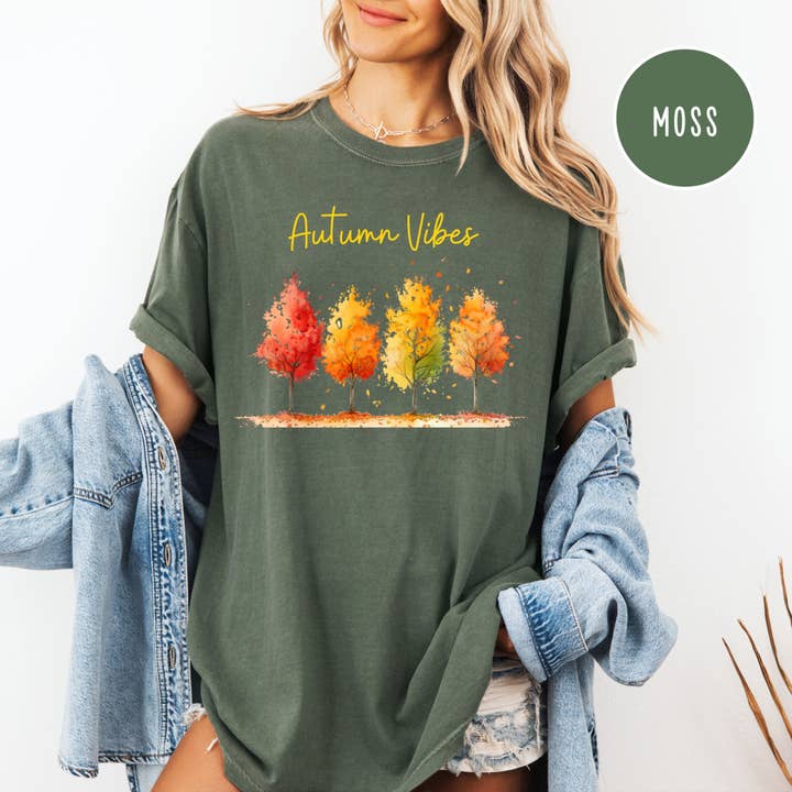 Höstkänsla Färgglada Höstlöv Bekväma Färger T-shirt, Thanksgiving Säsong Gåvatröja för wholesale av CindyL Boutique