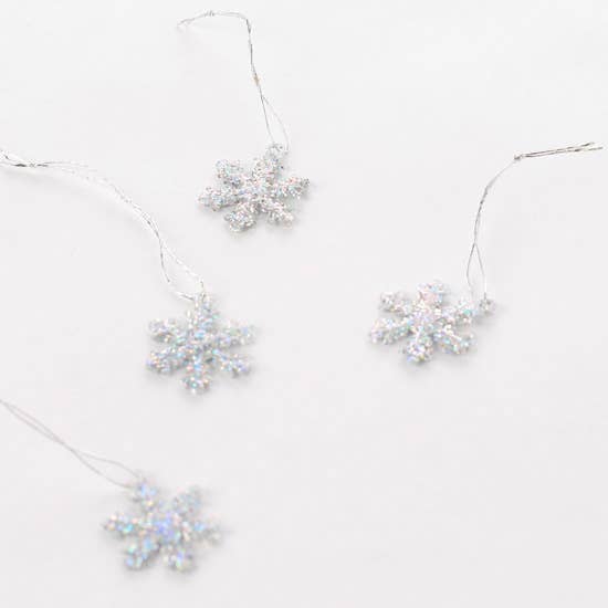 Factory Direct Craft - Wholesale Ornament Set - 7/8" Miniature Silver Glitter Snowflake Ornaments -Pack of 41
