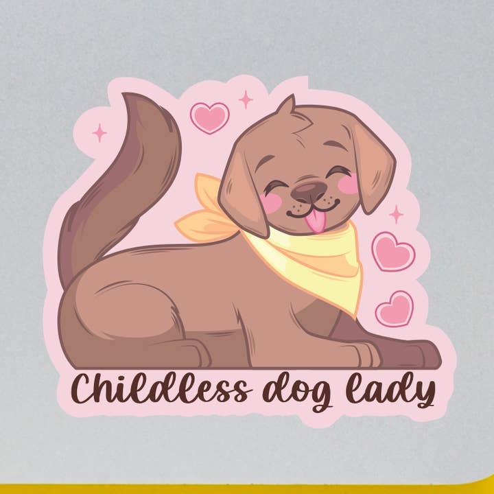 Childless Dog Lady Sticker for wholesale by Lunch Box Stickers