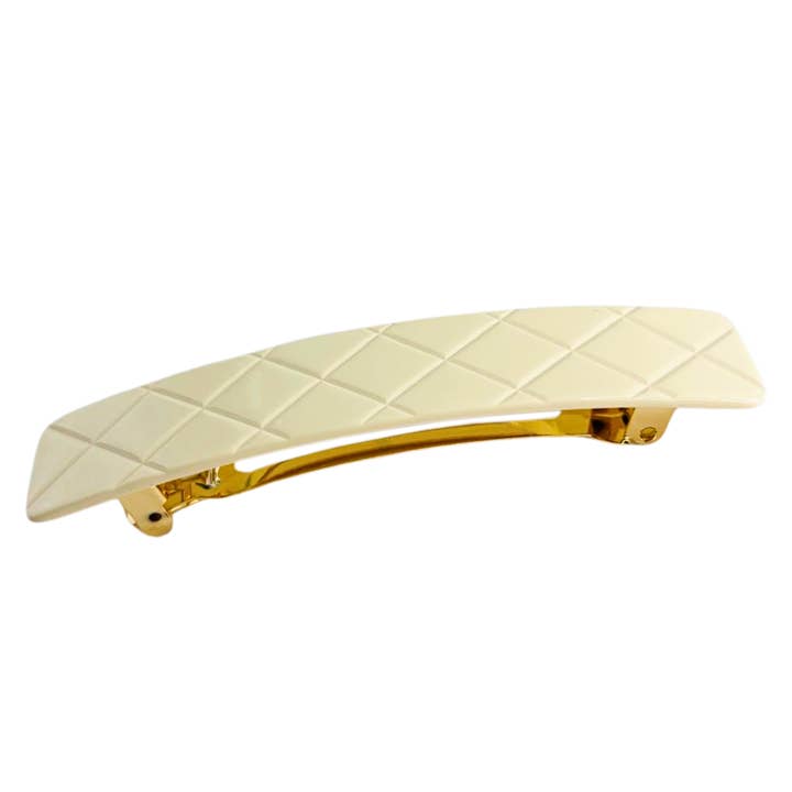 French Amie Quilted Barrette 3.5 Inch Cellulose Acetate Hair Clip for Women for wholesale by Parcelona