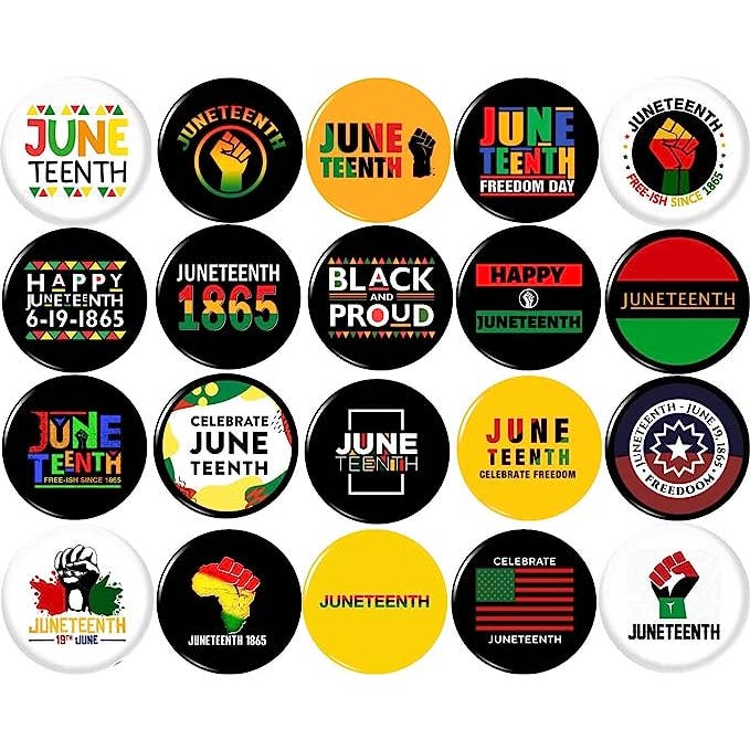 Pinbax Express - Wholesale Lapel Pin/Button - JUNETEENTH FREEDOM DAY x 20 1" Inch(25mm) pins African black