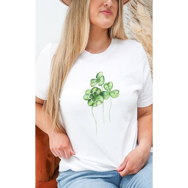T-shirt Lucky Clover Shamrock Trio Aquarelle pour la Saint-Patrick pour la vente par Select Apparel