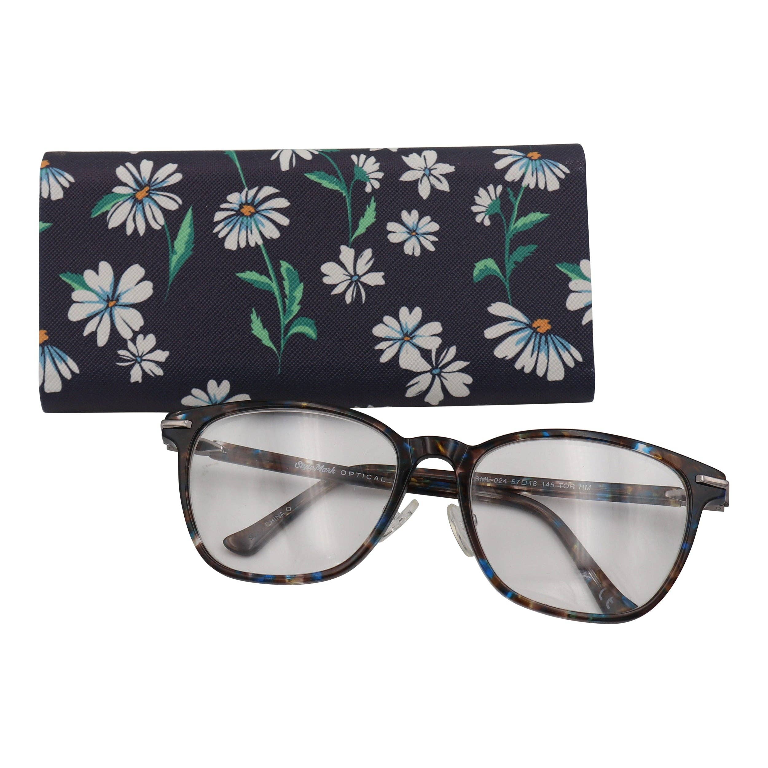 Sparkle Being - Wholesale Eyewear Cases & Holders - Women's - Daisy Flower Eyewear Glasses Case - Eco Leather Magnetic Fol2
