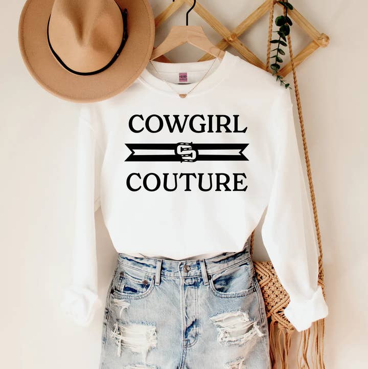 Cowgirl Couture Sweatshirt - White for wholesale by Ali Dee
