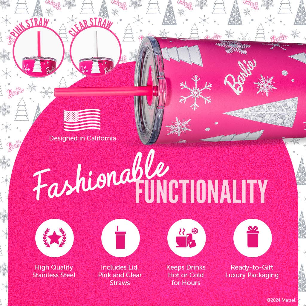 Dragon Glassware - Wholesale Insulated Mug/Tumbler - Barbie™ Pink Christmas Tumbler2